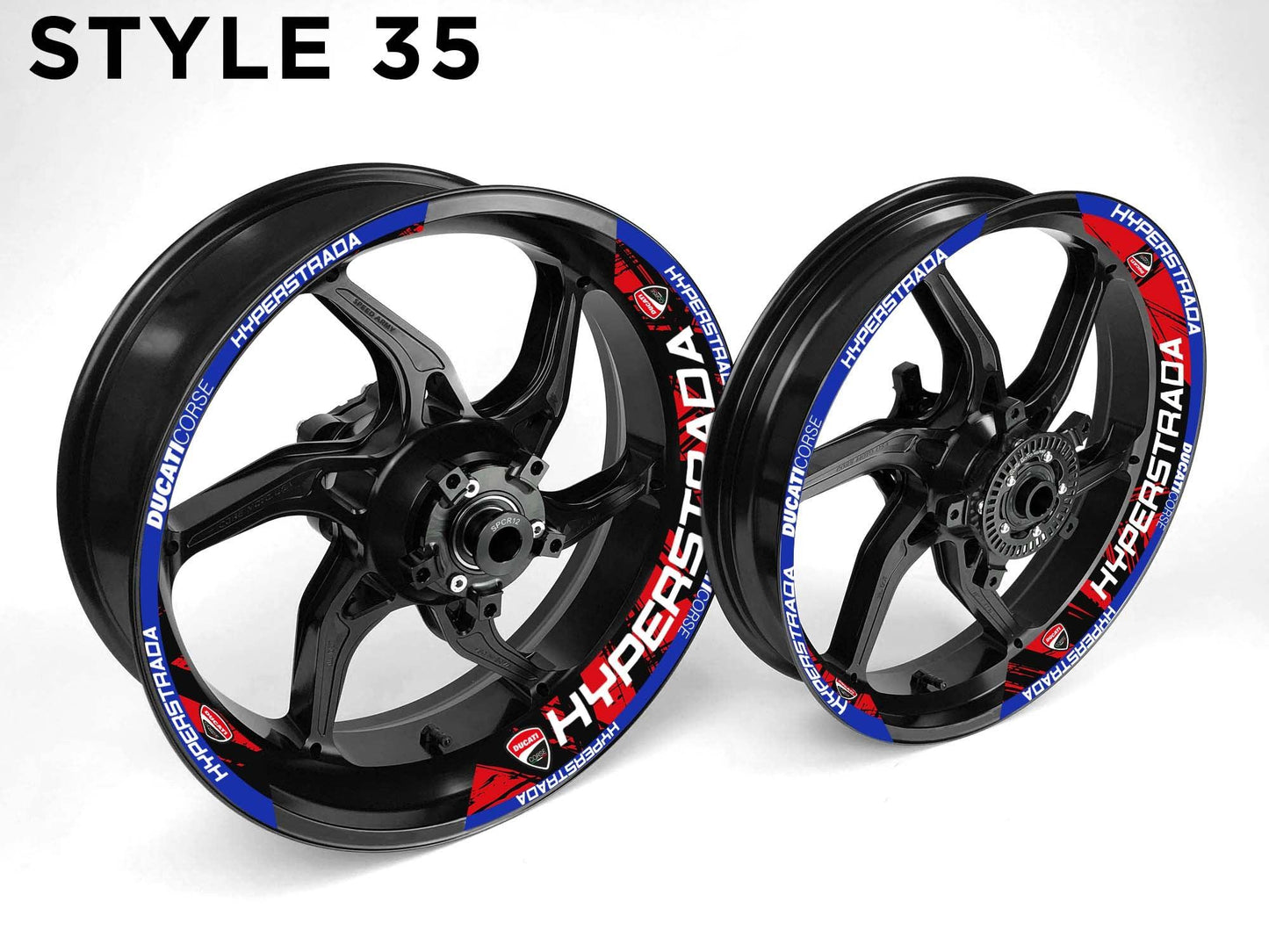 Ducati Hyperstrada Motorcycle Half Wheels Rim Wrap Decal Sticker Kit - Speed Army