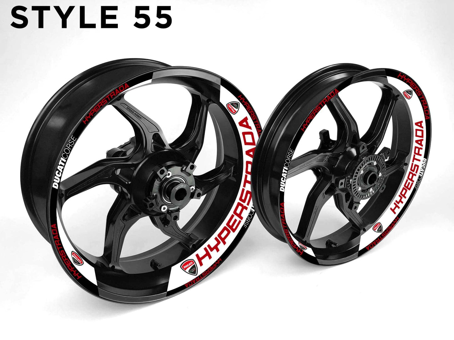 Ducati Hyperstrada Motorcycle Half Wheels Rim Wrap Decal Sticker Kit - Speed Army