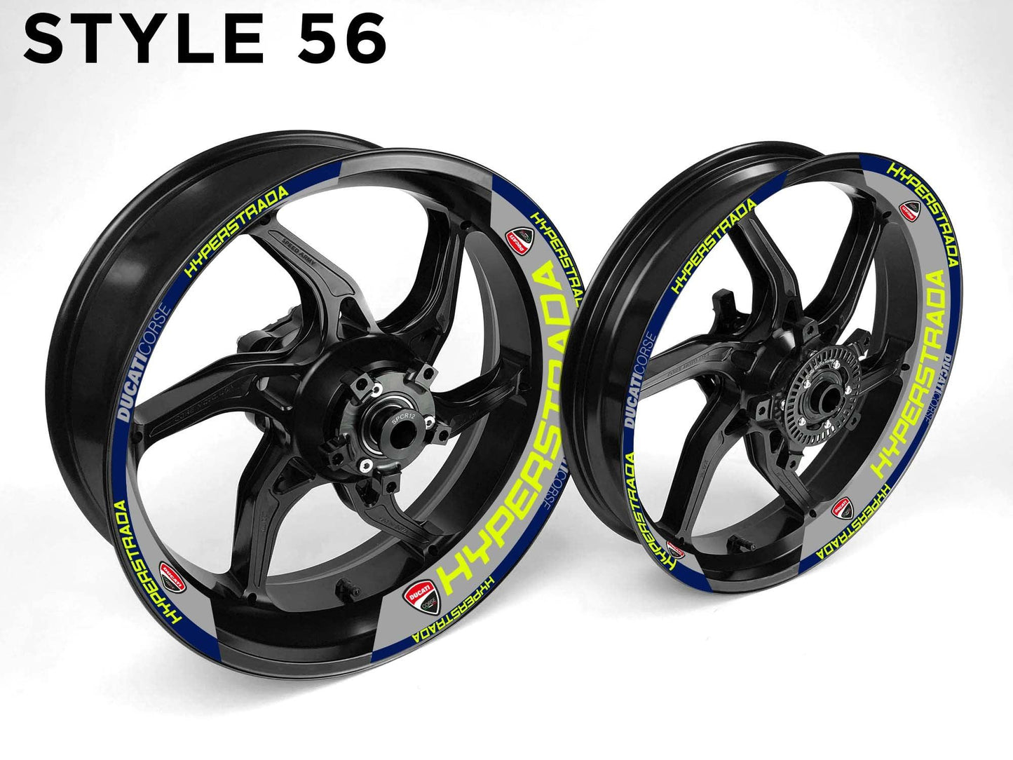 Ducati Hyperstrada Motorcycle Half Wheels Rim Wrap Decal Sticker Kit - Speed Army