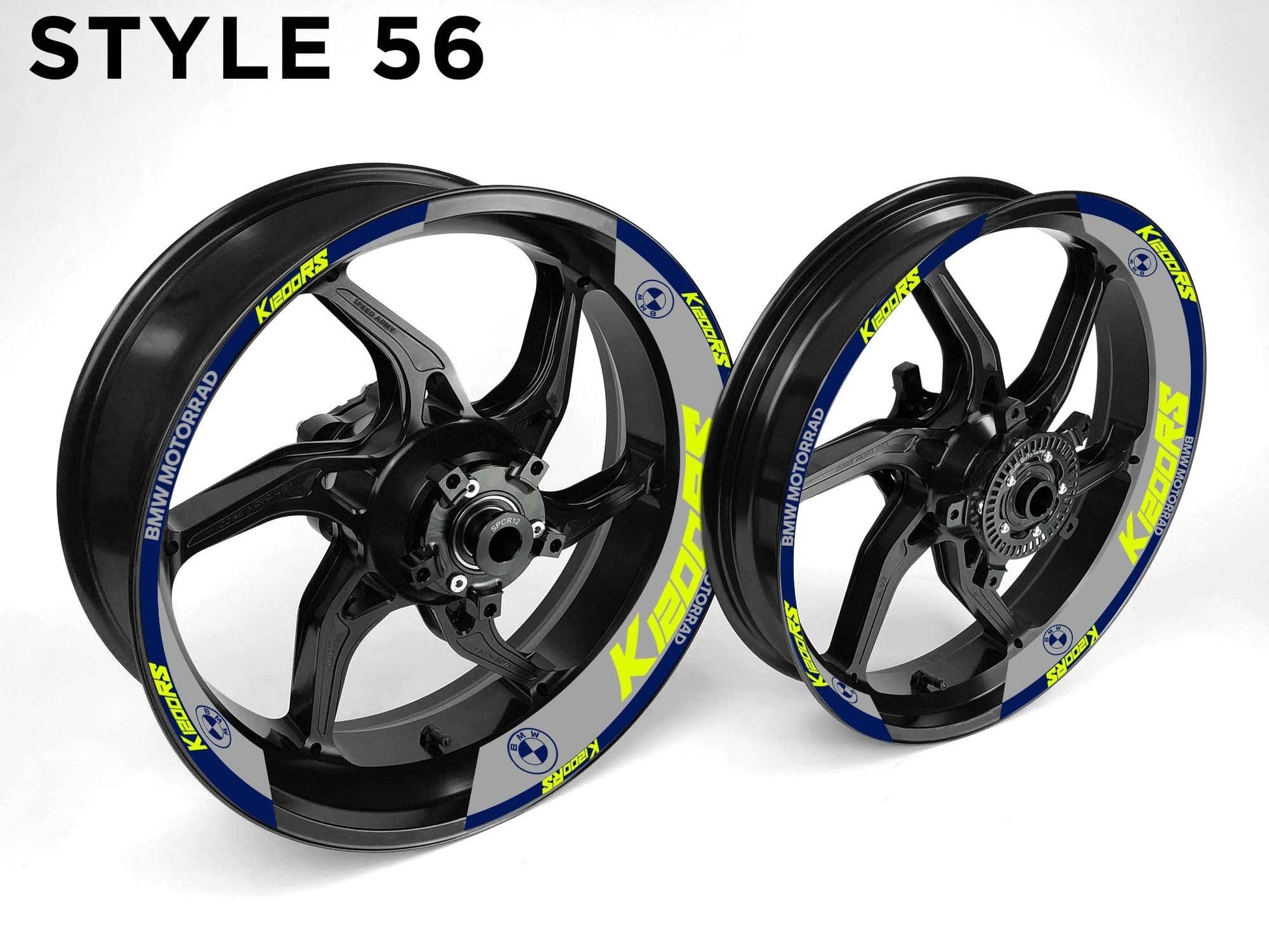 BMW K1200 RS Motorcycle Half Wheels Rim Wrap Decal Sticker Kit - Speed Army
