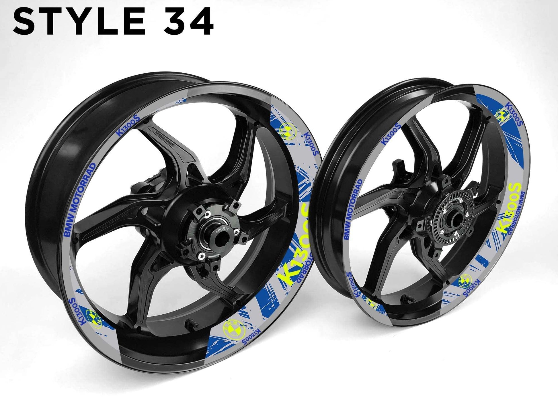 BMW K1300 S Motorcycle Half Wheels Rim Wrap Decal Sticker Kit - Speed Army