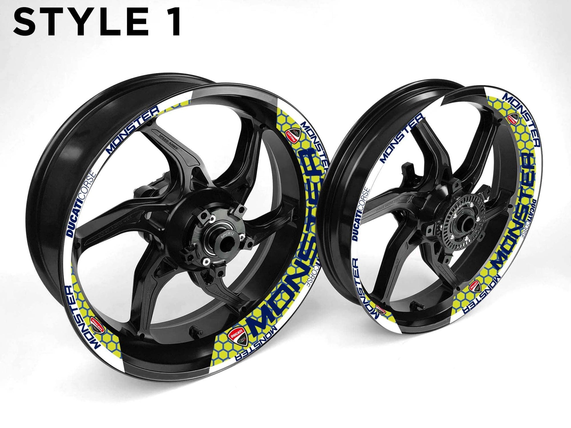 Ducati Monster Motorcycle Half Wheels Rim Wrap Decal Sticker Kit - Speed Army