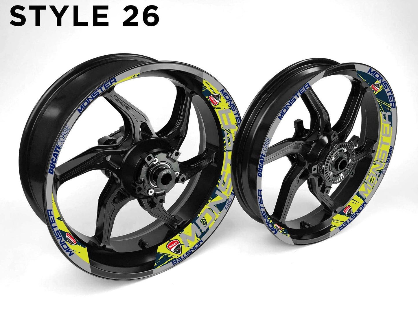 Ducati Monster Motorcycle Half Wheels Rim Wrap Decal Sticker Kit - Speed Army