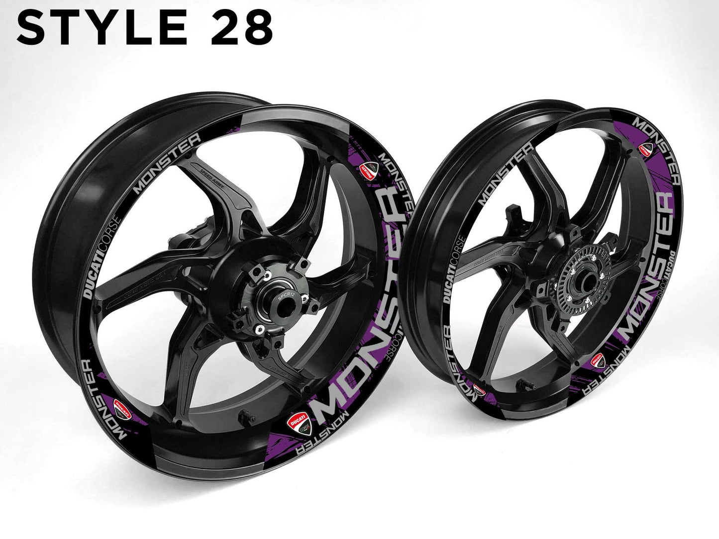 Ducati Monster Motorcycle Half Wheels Rim Wrap Decal Sticker Kit - Speed Army