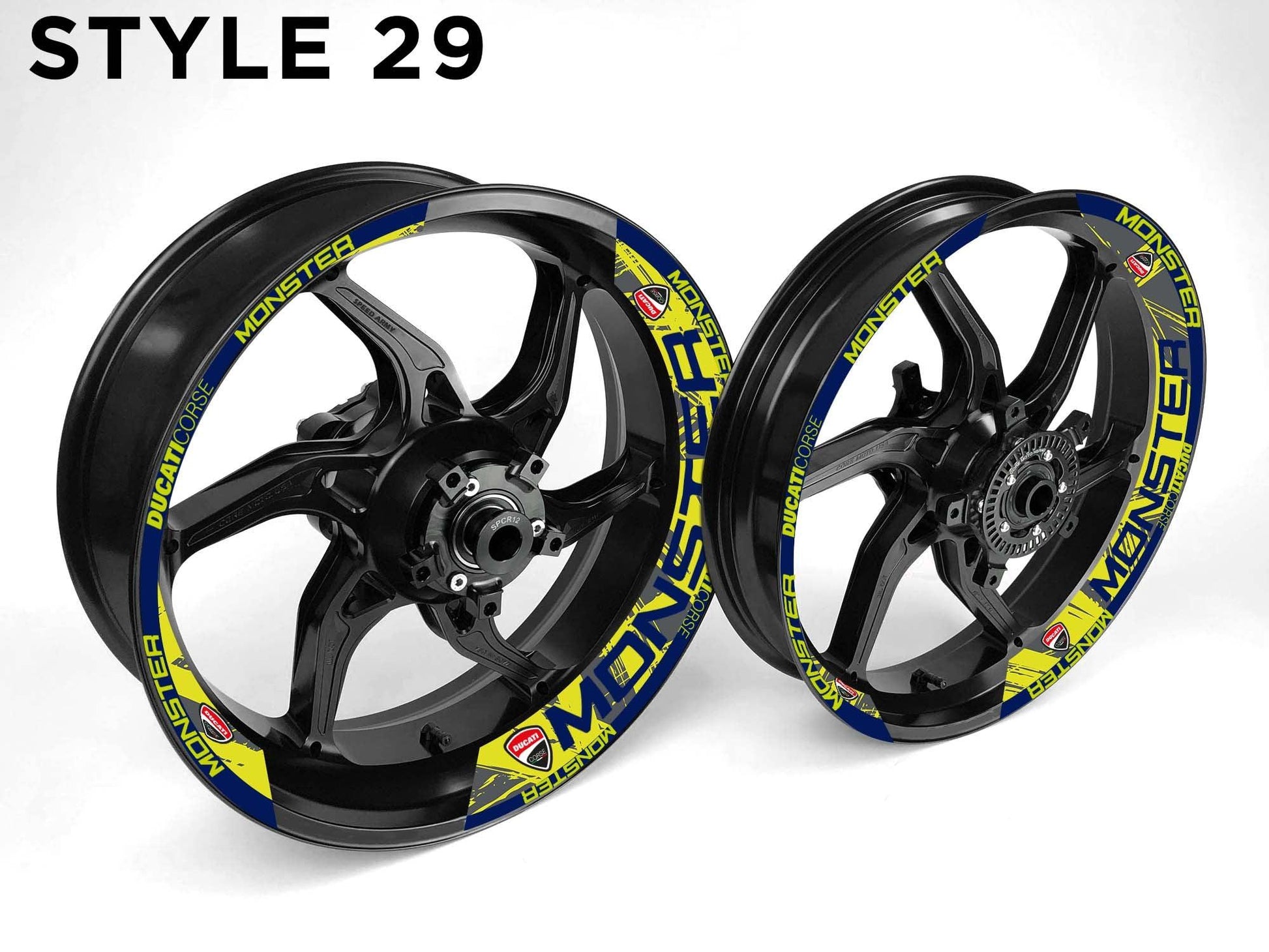 Ducati Monster Motorcycle Half Wheels Rim Wrap Decal Sticker Kit - Speed Army