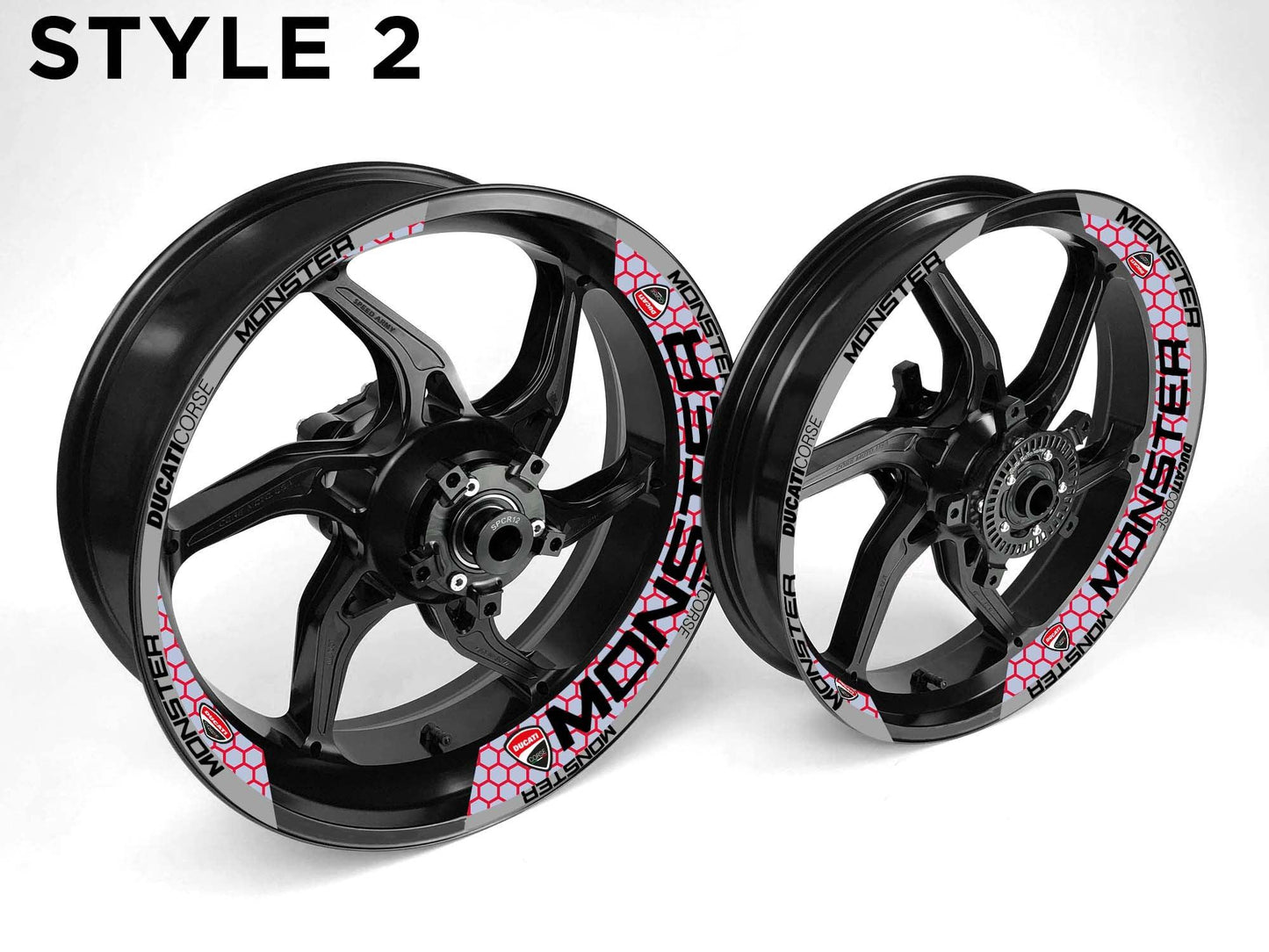 Ducati Monster Motorcycle Half Wheels Rim Wrap Decal Sticker Kit - Speed Army