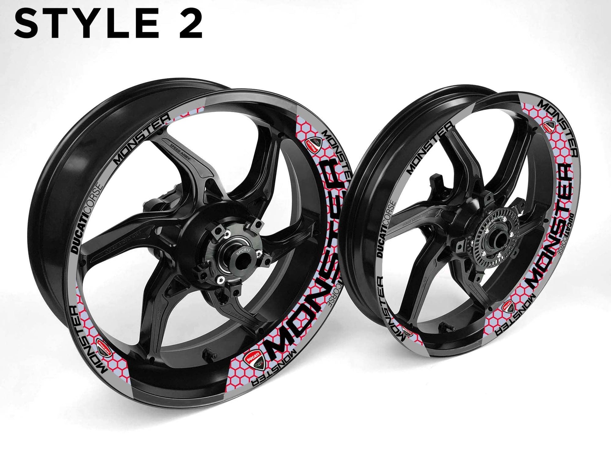 Ducati Monster Motorcycle Half Wheels Rim Wrap Decal Sticker Kit - Speed Army