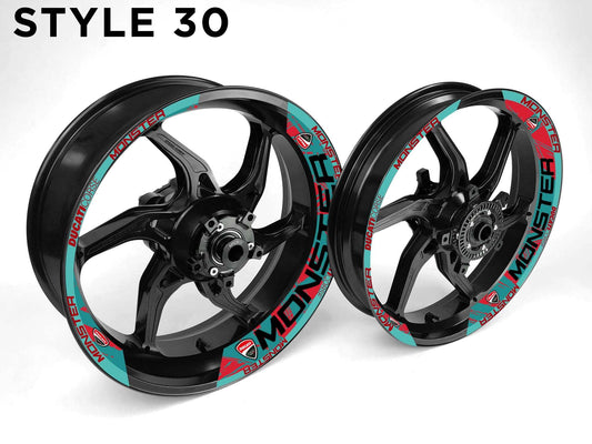Ducati Monster Motorcycle Half Wheels Rim Wrap Decal Sticker Kit - Speed Army