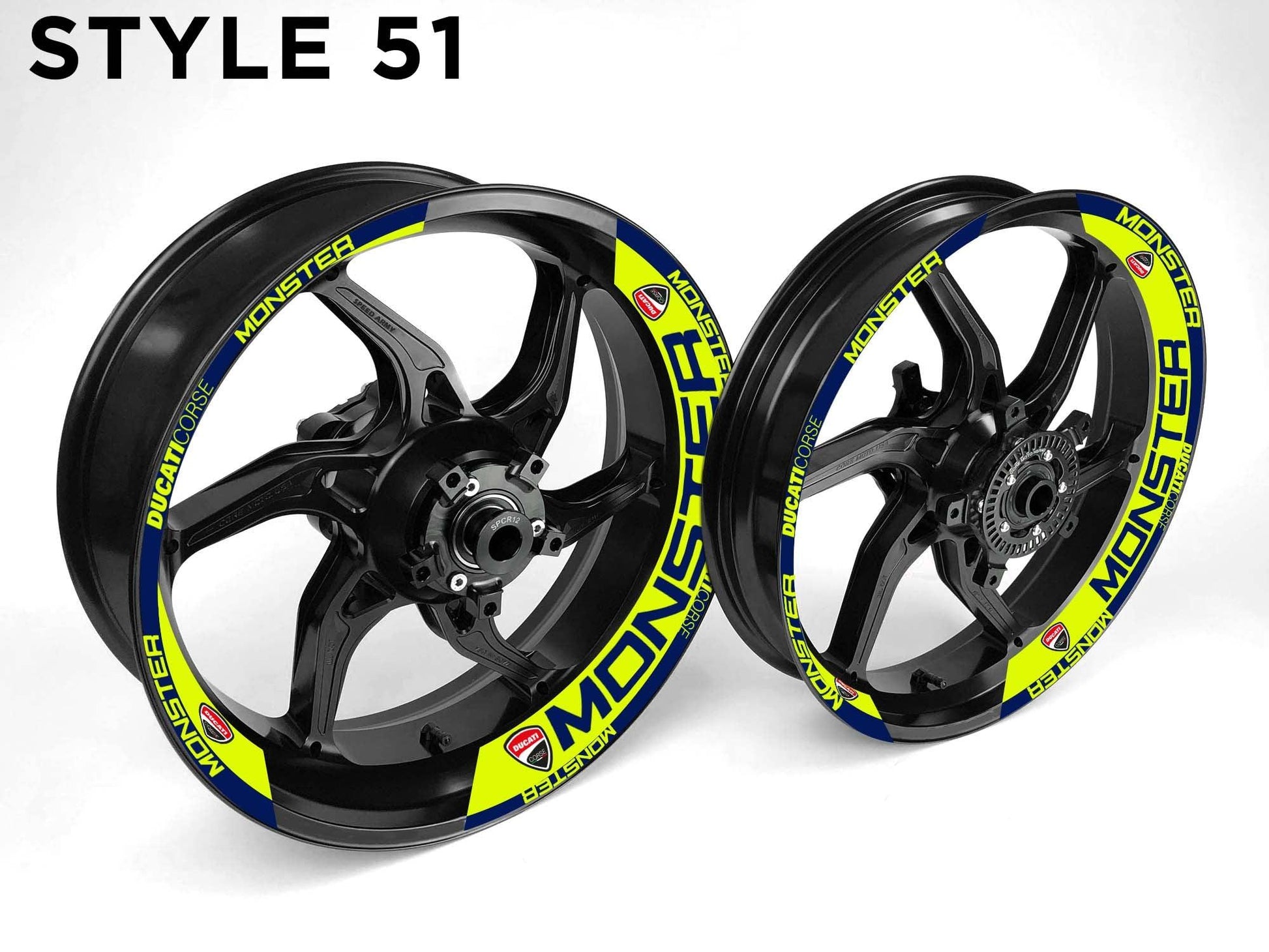 Ducati Monster Motorcycle Half Wheels Rim Wrap Decal Sticker Kit - Speed Army