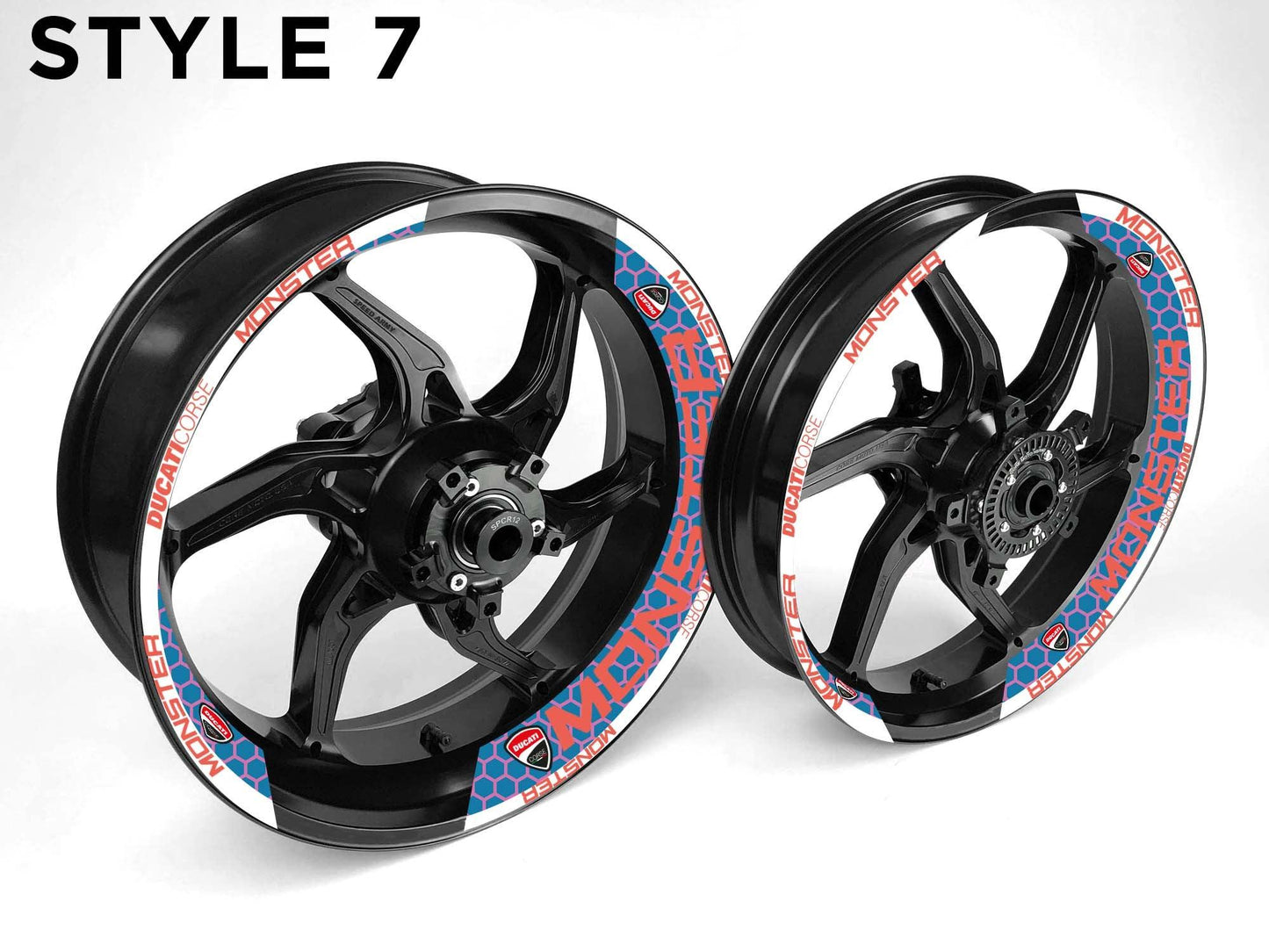 Ducati Monster Motorcycle Half Wheels Rim Wrap Decal Sticker Kit - Speed Army