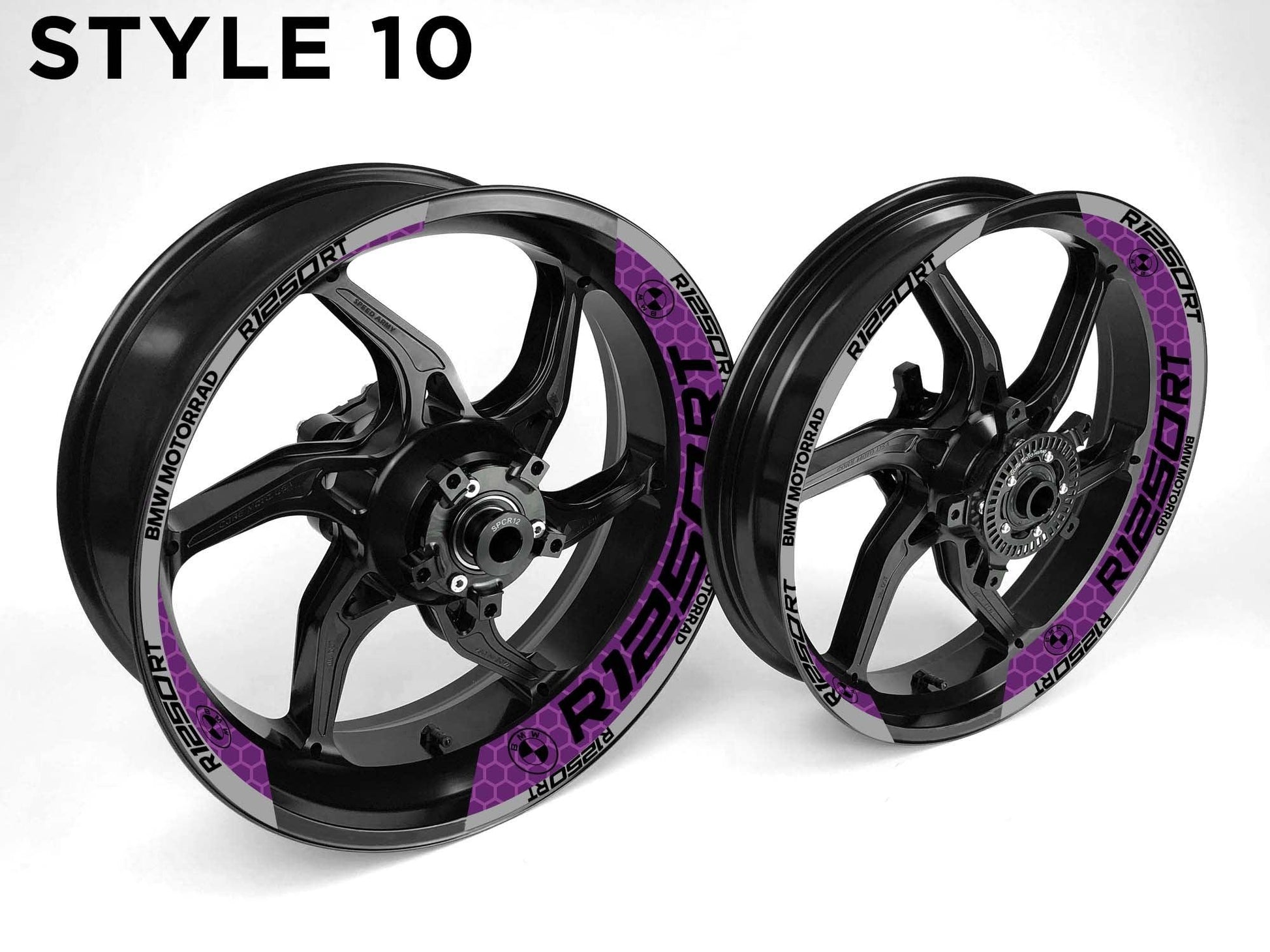 BMW R1250 RT Motorcycle Half Wheels Rim Wrap Decal Sticker Kit - Speed Army