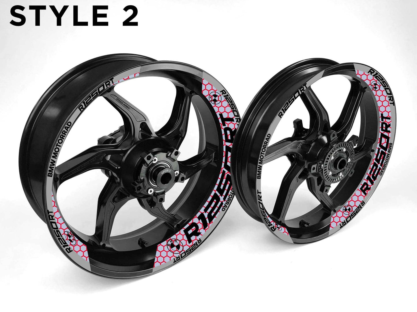 BMW R1250 RT Motorcycle Half Wheels Rim Wrap Decal Sticker Kit - Speed Army