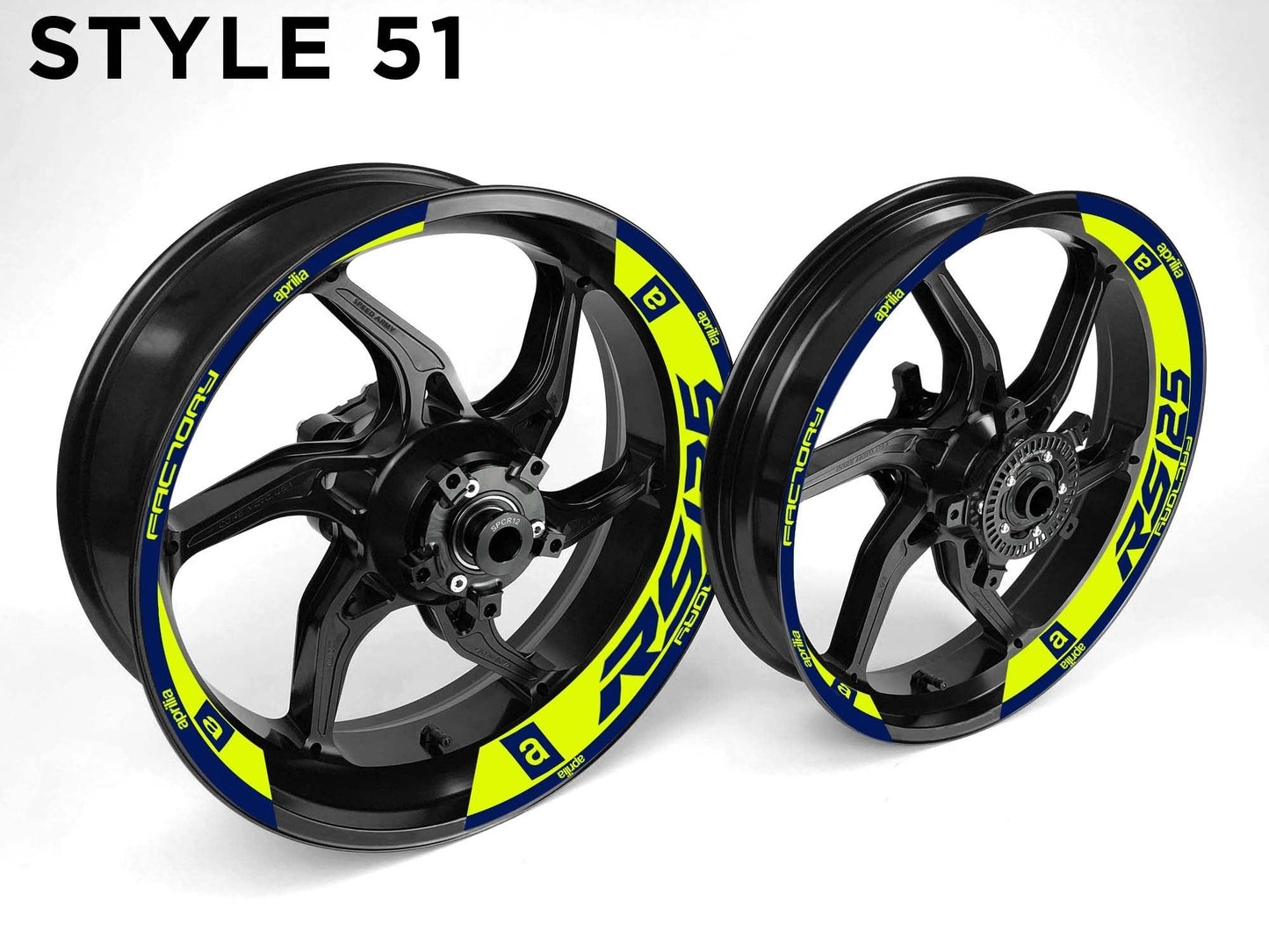 Aprilia RS125 Motorcycle Half Wheels Rim Wrap Decal Sticker Kit - Speed Army