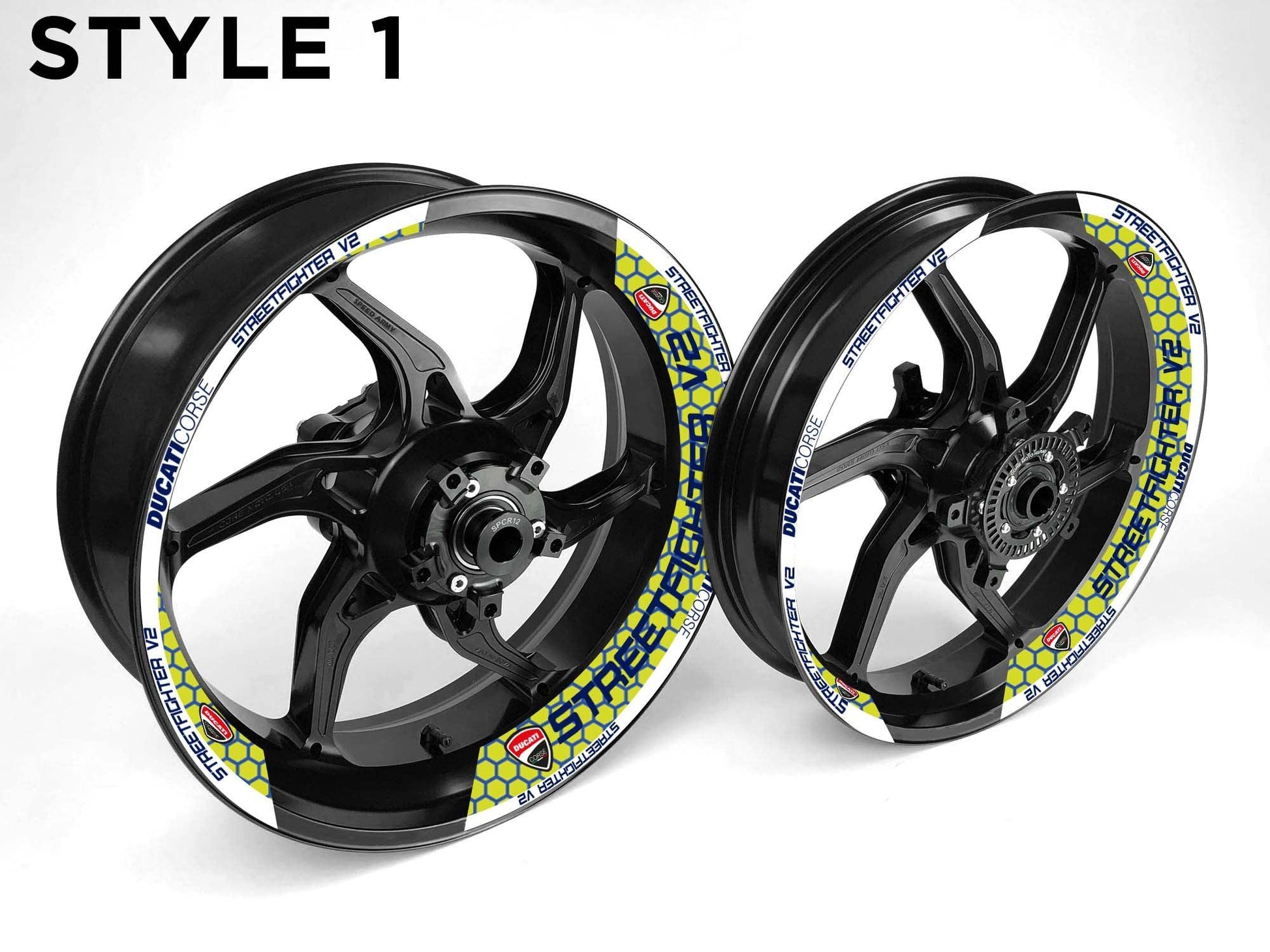 Ducati Streetfighter V2 Motorcycle Half Wheels Rim Wrap Decal Sticker Kit - Speed Army