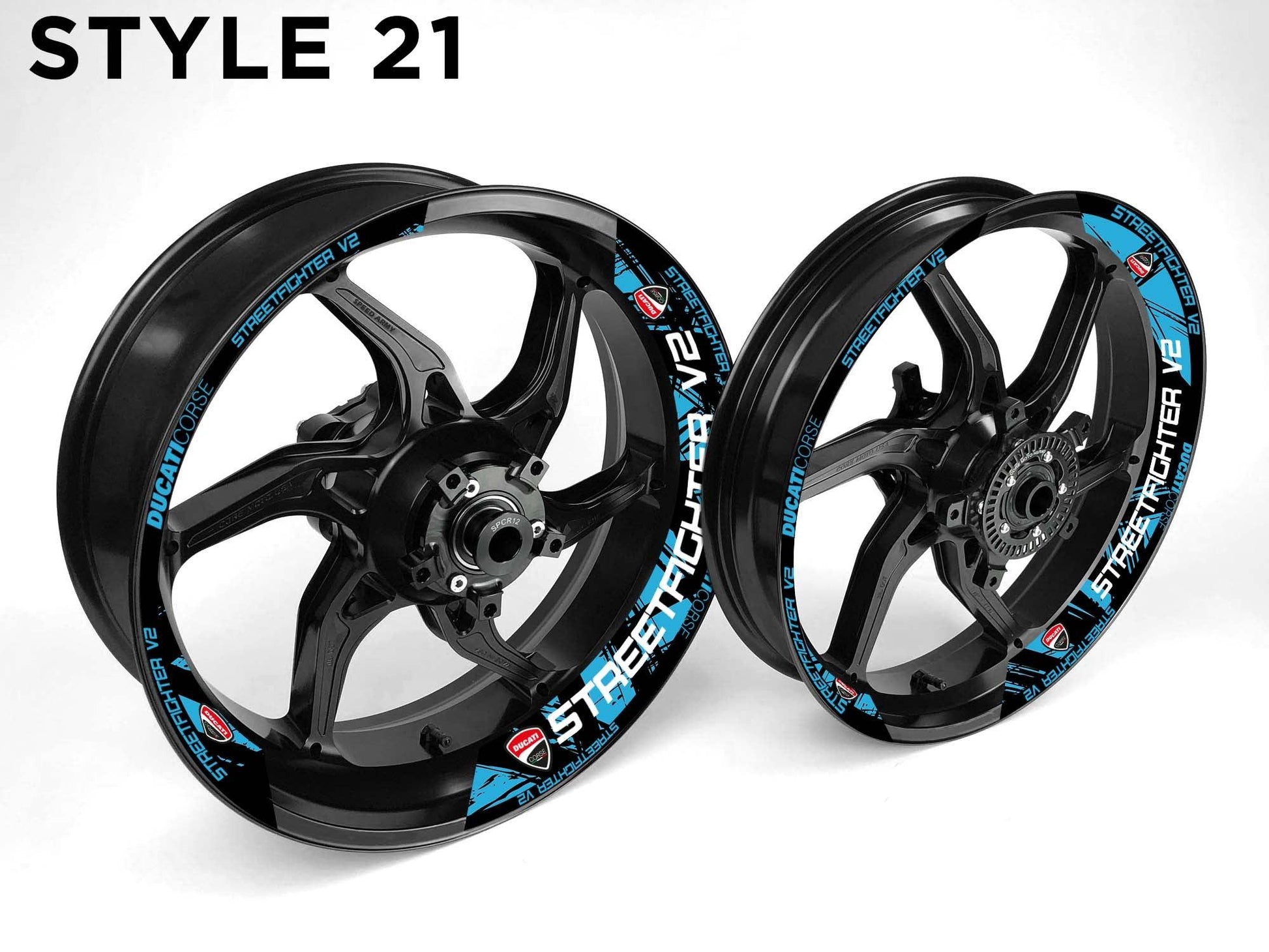 Ducati Streetfighter V2 Motorcycle Half Wheels Rim Wrap Decal Sticker Kit - Speed Army