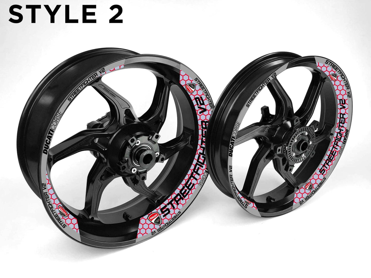 Ducati Streetfighter V2 Motorcycle Half Wheels Rim Wrap Decal Sticker Kit - Speed Army