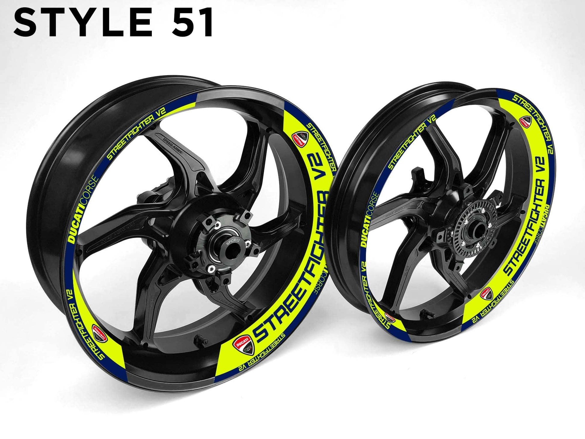 Ducati Streetfighter V2 Motorcycle Half Wheels Rim Wrap Decal Sticker Kit - Speed Army