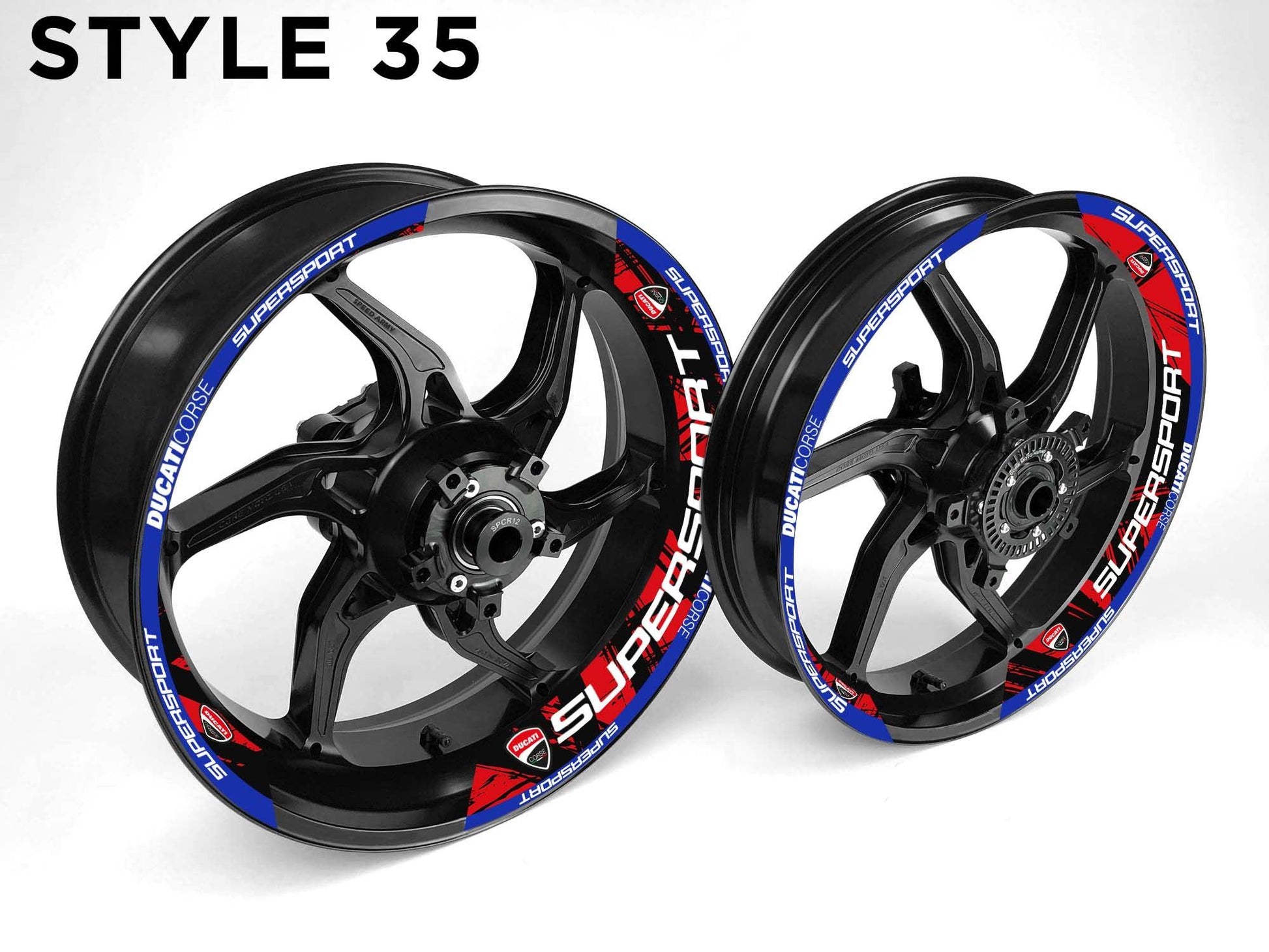 Ducati Supersport Motorcycle Half Wheels Rim Wrap Decal Sticker Kit - Speed Army