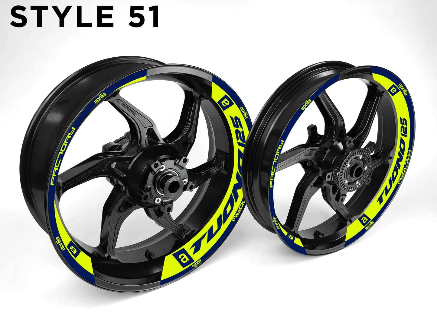 Aprilia Tuono 125 Motorcycle Half Wheels Rim Wrap Decal Sticker Kit - Speed Army