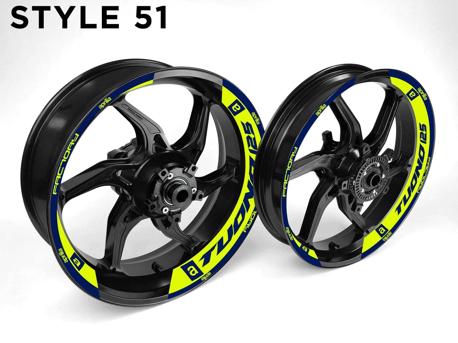 Aprilia Tuono 125 Motorcycle Half Wheels Rim Wrap Decal Sticker Kit - Speed Army