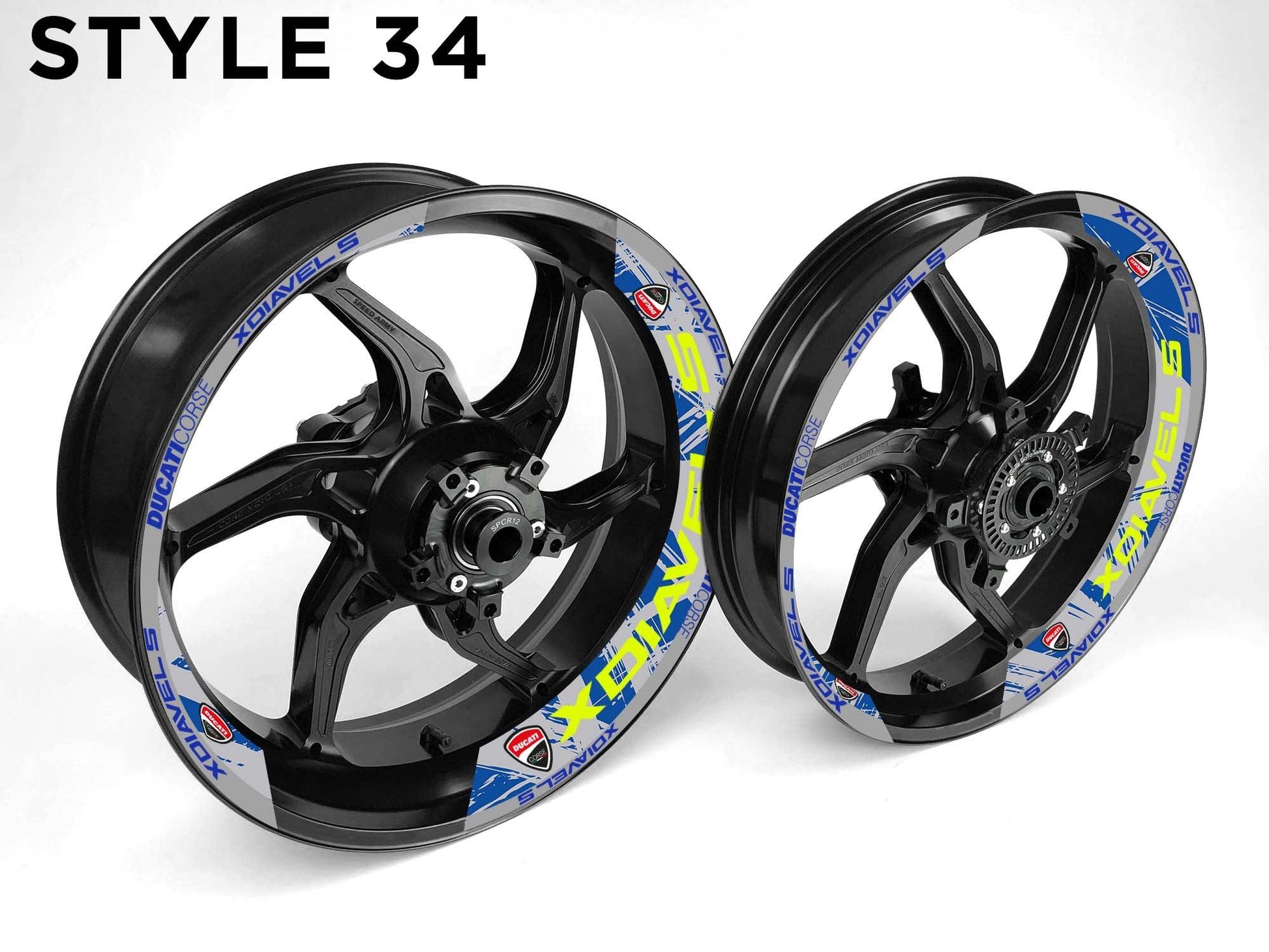 Ducati X Diavel S Motorcycle Half Wheels Rim Wrap Decal Sticker Kit - Speed Army