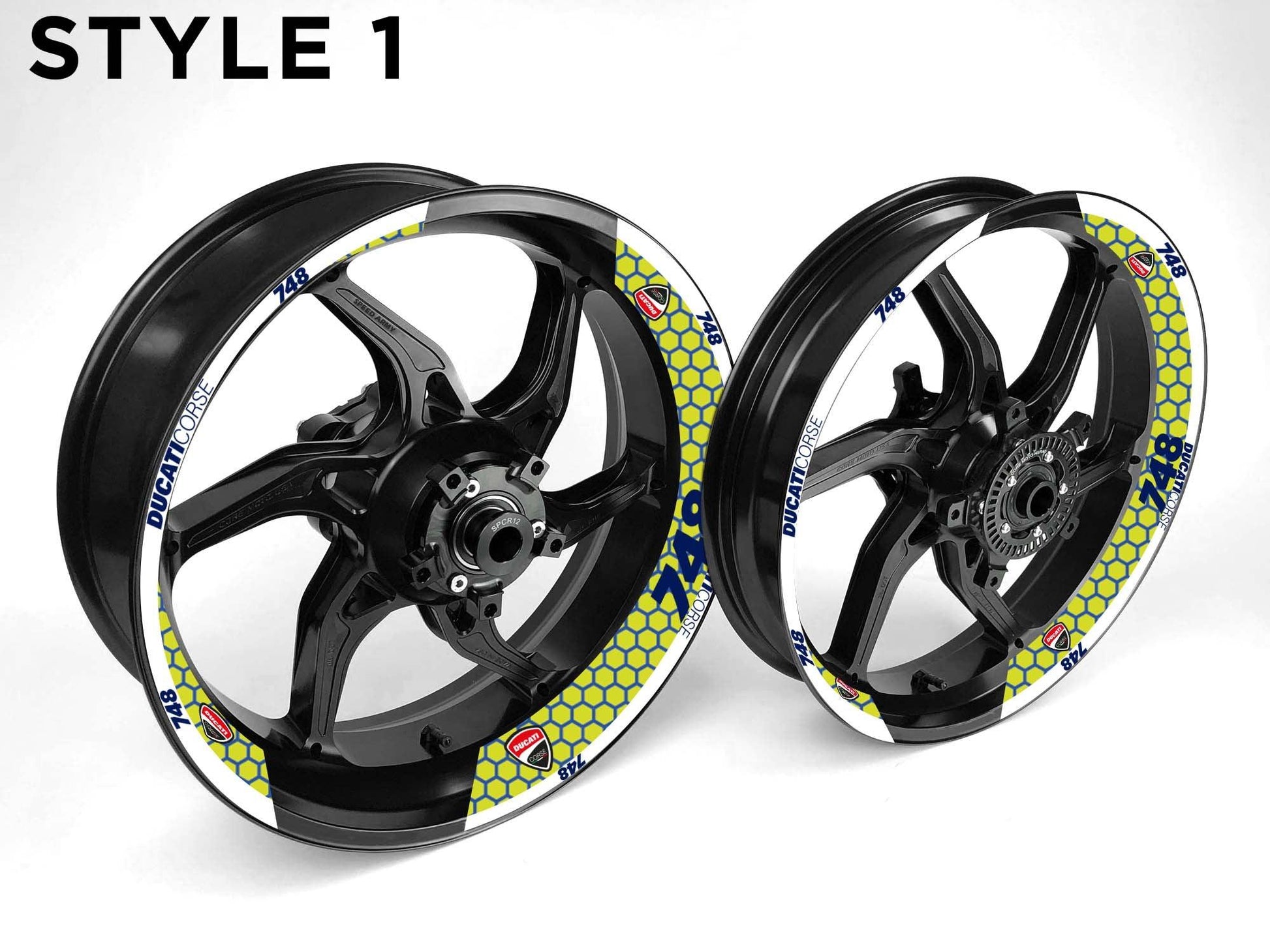 Ducati 748 Motorcycle Half Wheels Rim Wrap Decal Sticker Kit - Speed Army