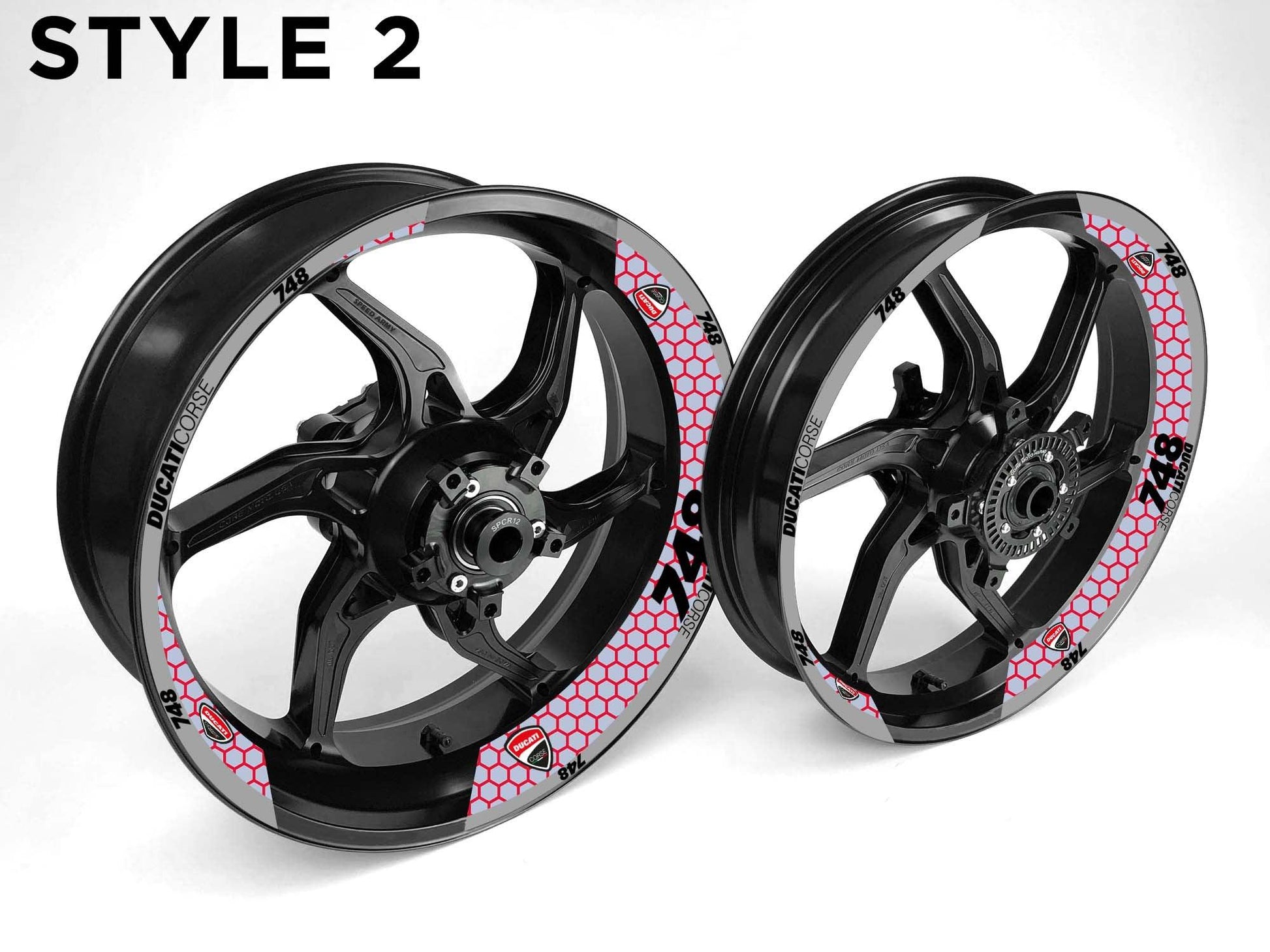 Ducati 748 Motorcycle Half Wheels Rim Wrap Decal Sticker Kit - Speed Army