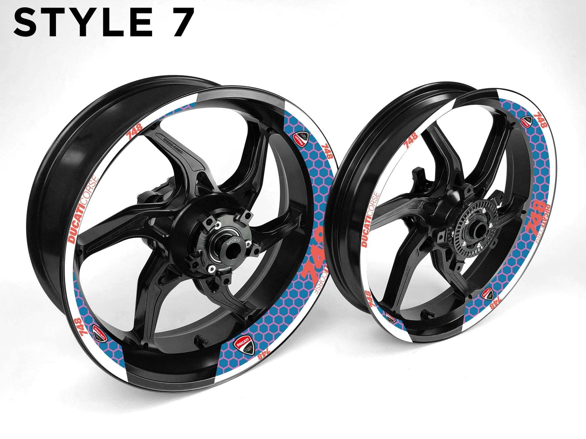 Ducati 748 Motorcycle Half Wheels Rim Wrap Decal Sticker Kit - Speed Army