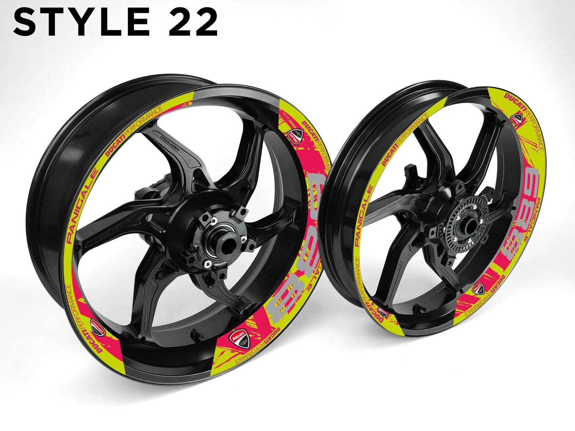 Ducati 889 Motorcycle Half Wheels Rim Wrap Decal Sticker Kit - Speed Army