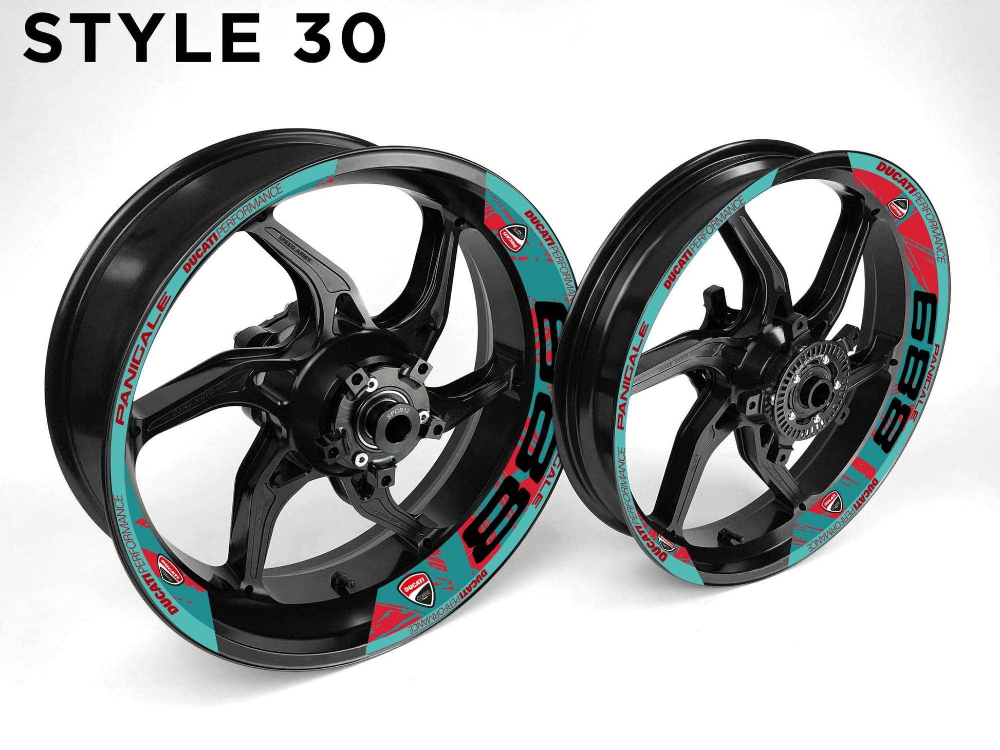 Ducati 889 Motorcycle Half Wheels Rim Wrap Decal Sticker Kit - Speed Army