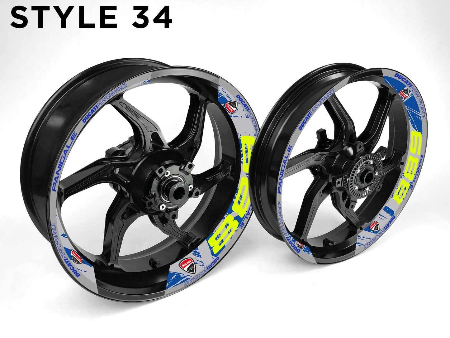 Ducati 889 Motorcycle Half Wheels Rim Wrap Decal Sticker Kit - Speed Army