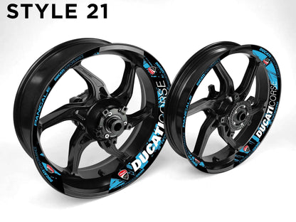 Ducati Corse Motorcycle Half Wheels Rim Wrap Decal Sticker Kit - Speed Army
