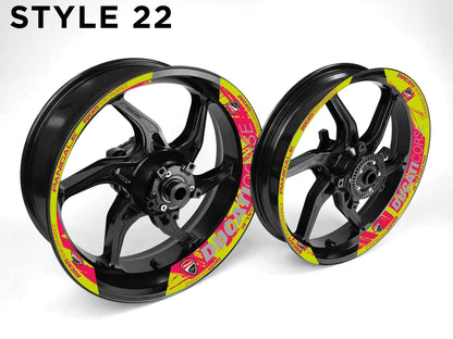 Ducati Corse Motorcycle Half Wheels Rim Wrap Decal Sticker Kit - Speed Army
