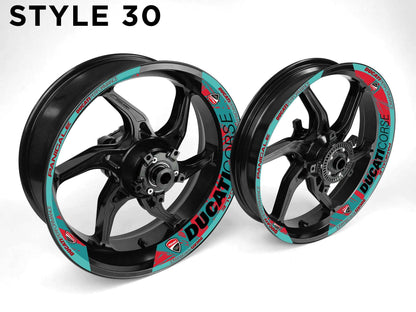 Ducati Corse Motorcycle Half Wheels Rim Wrap Decal Sticker Kit - Speed Army