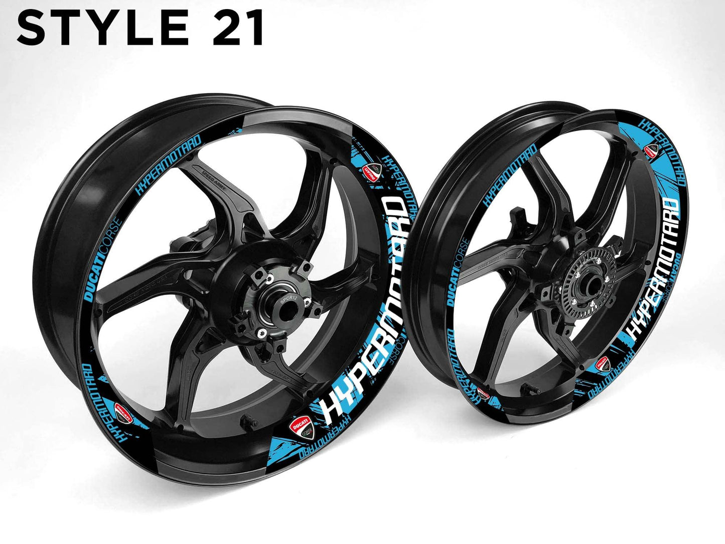 Ducati Hypermotard Motorcycle Half Wheels Rim Wrap Decal Sticker Kit - Speed Army