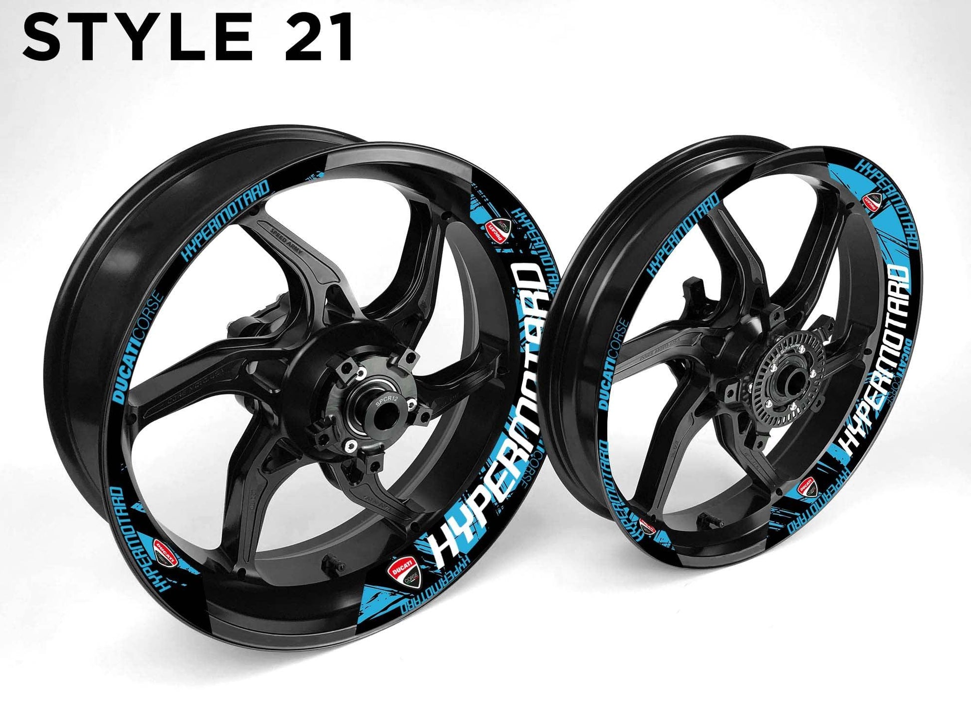 Ducati Hypermotard Motorcycle Half Wheels Rim Wrap Decal Sticker Kit - Speed Army