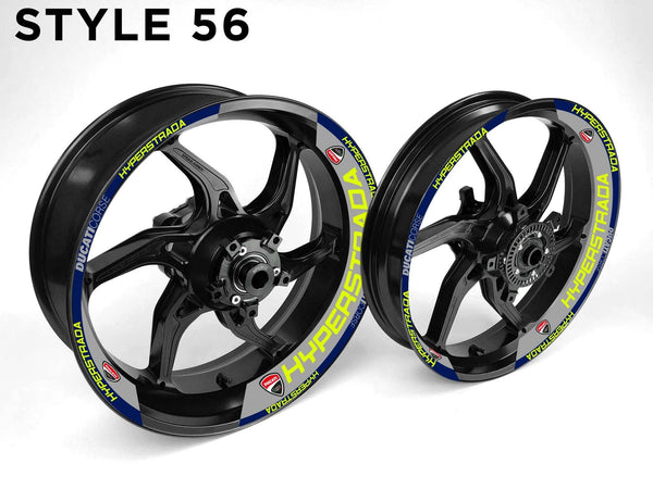 Ducati Hyperstrada Motorcycle Half Wheels Rim Wrap Decal Sticker Kit - Speed Army