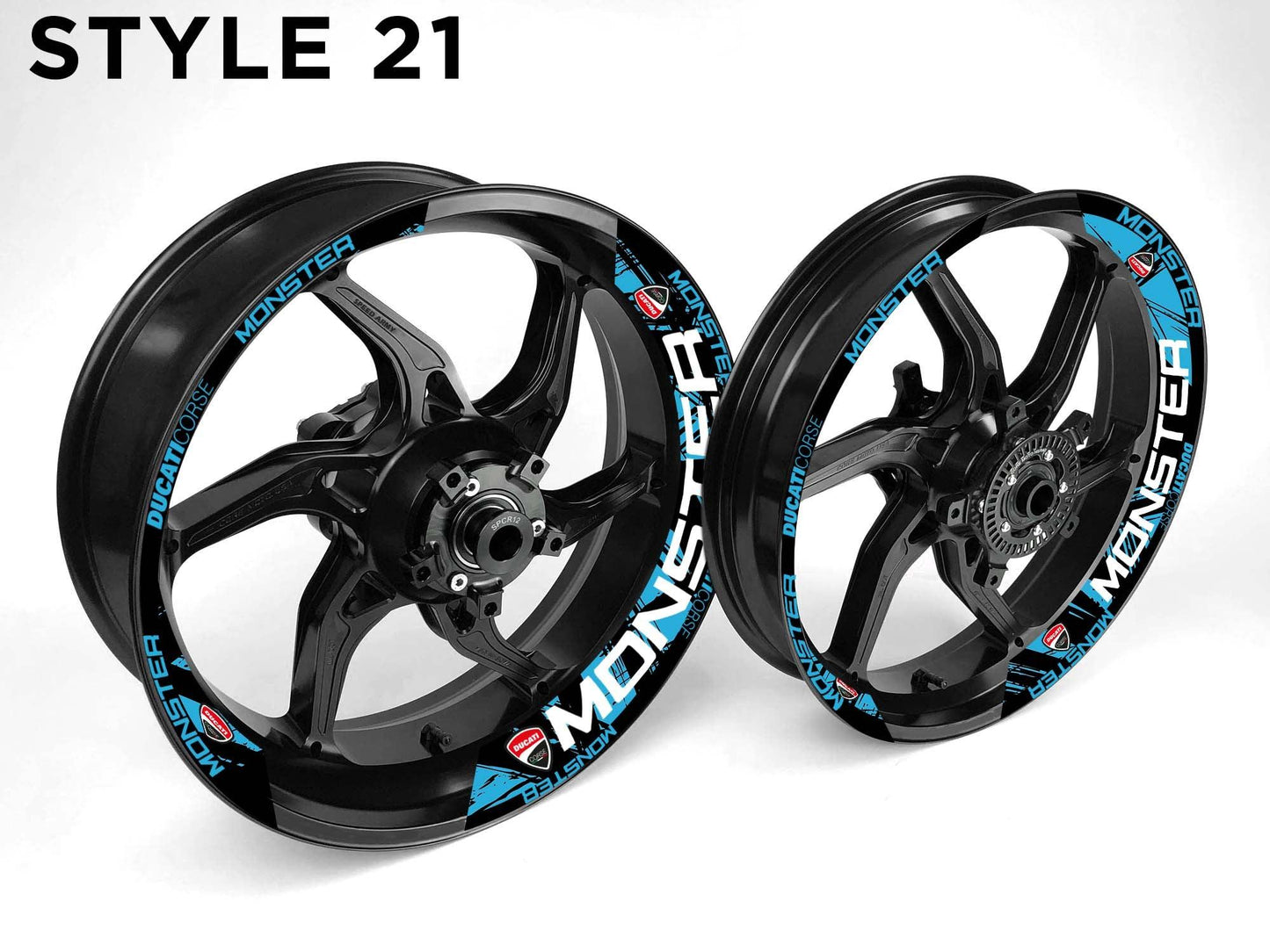 Ducati Monster Motorcycle Half Wheels Rim Wrap Decal Sticker Kit - Speed Army