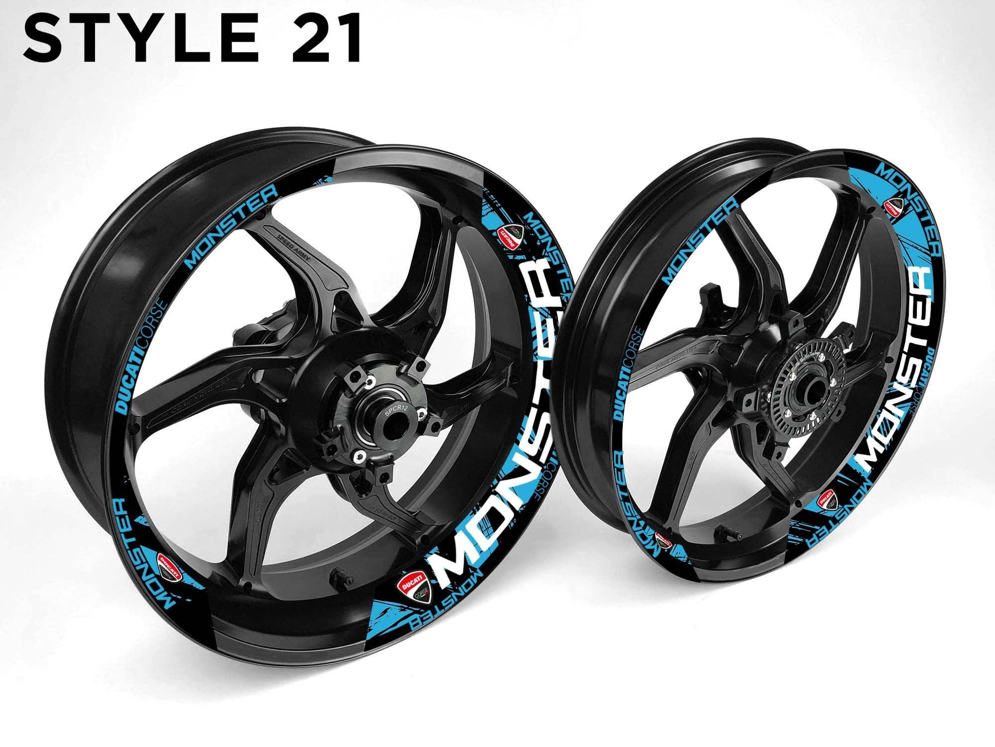 Ducati Monster Motorcycle Half Wheels Rim Wrap Decal Sticker Kit - Speed Army