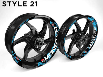 Ducati Monster Motorcycle Half Wheels Rim Wrap Decal Sticker Kit - Speed Army