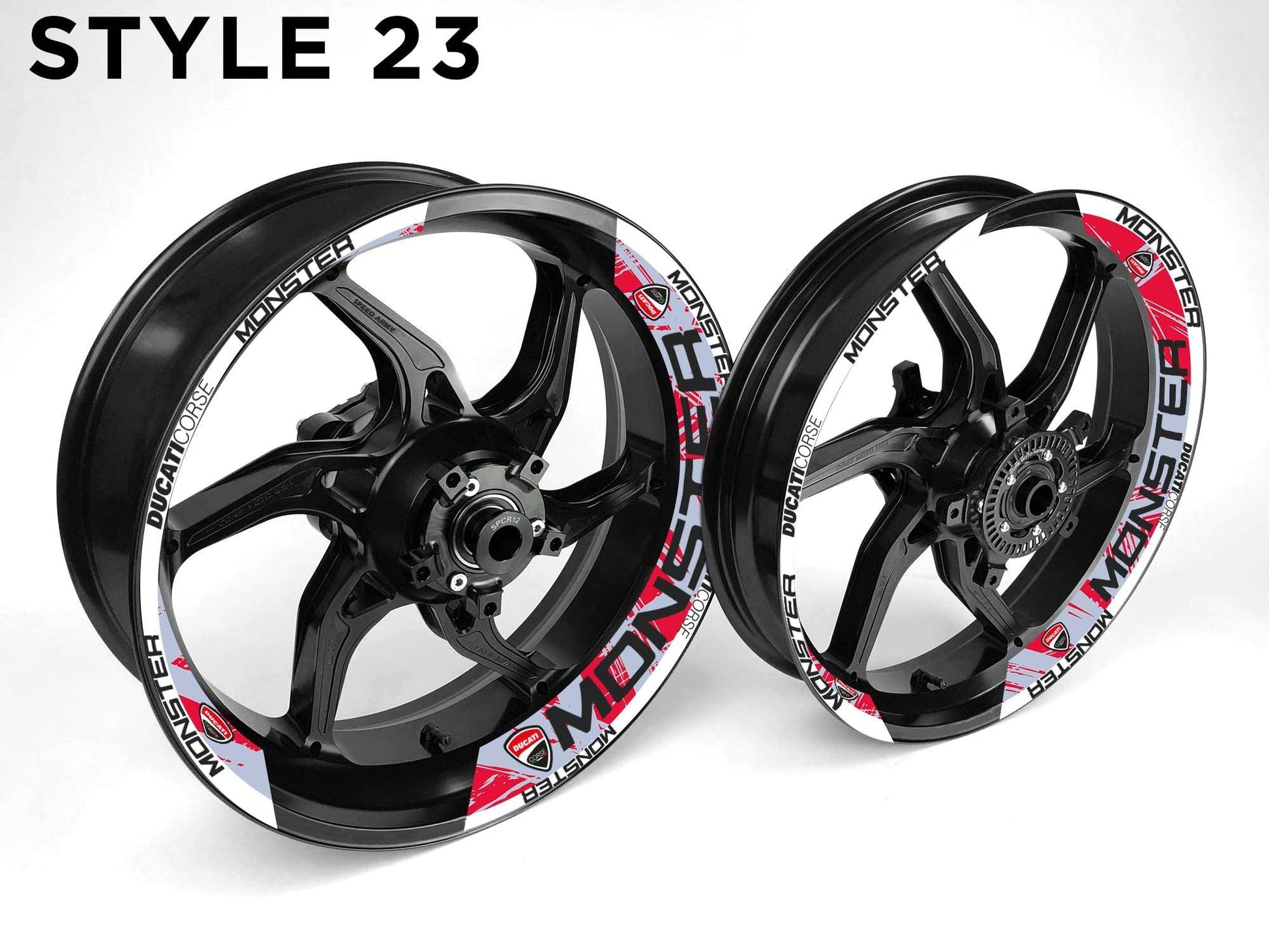 Ducati Monster Motorcycle Half Wheels Rim Wrap Decal Sticker Kit - Speed Army