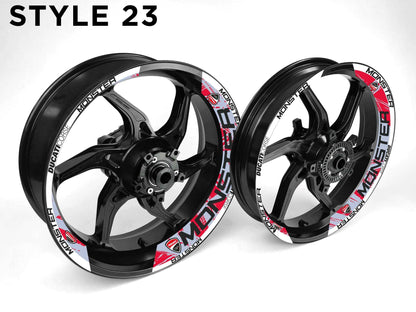 Ducati Monster Motorcycle Half Wheels Rim Wrap Decal Sticker Kit - Speed Army