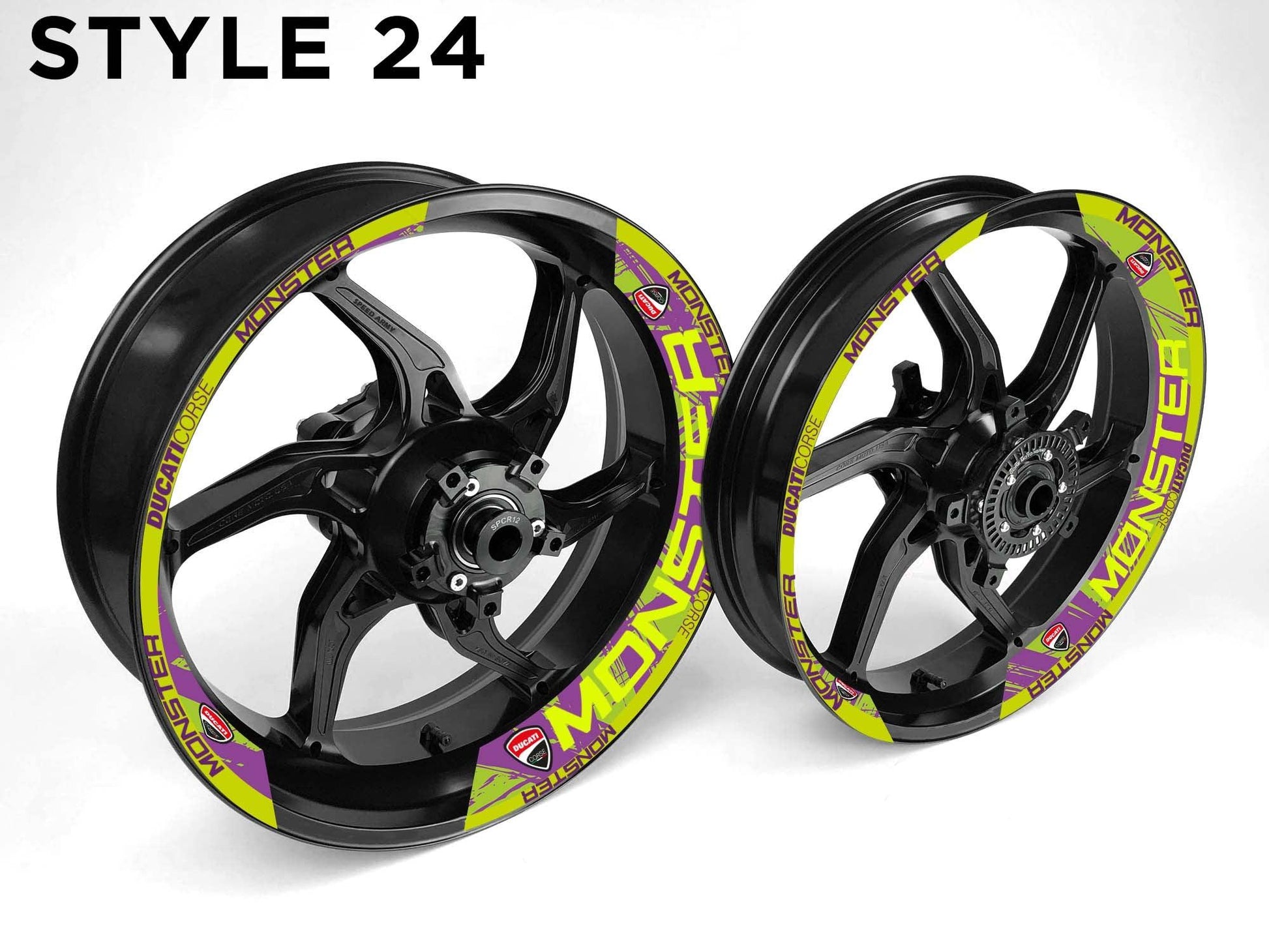 Ducati Monster Motorcycle Half Wheels Rim Wrap Decal Sticker Kit - Speed Army