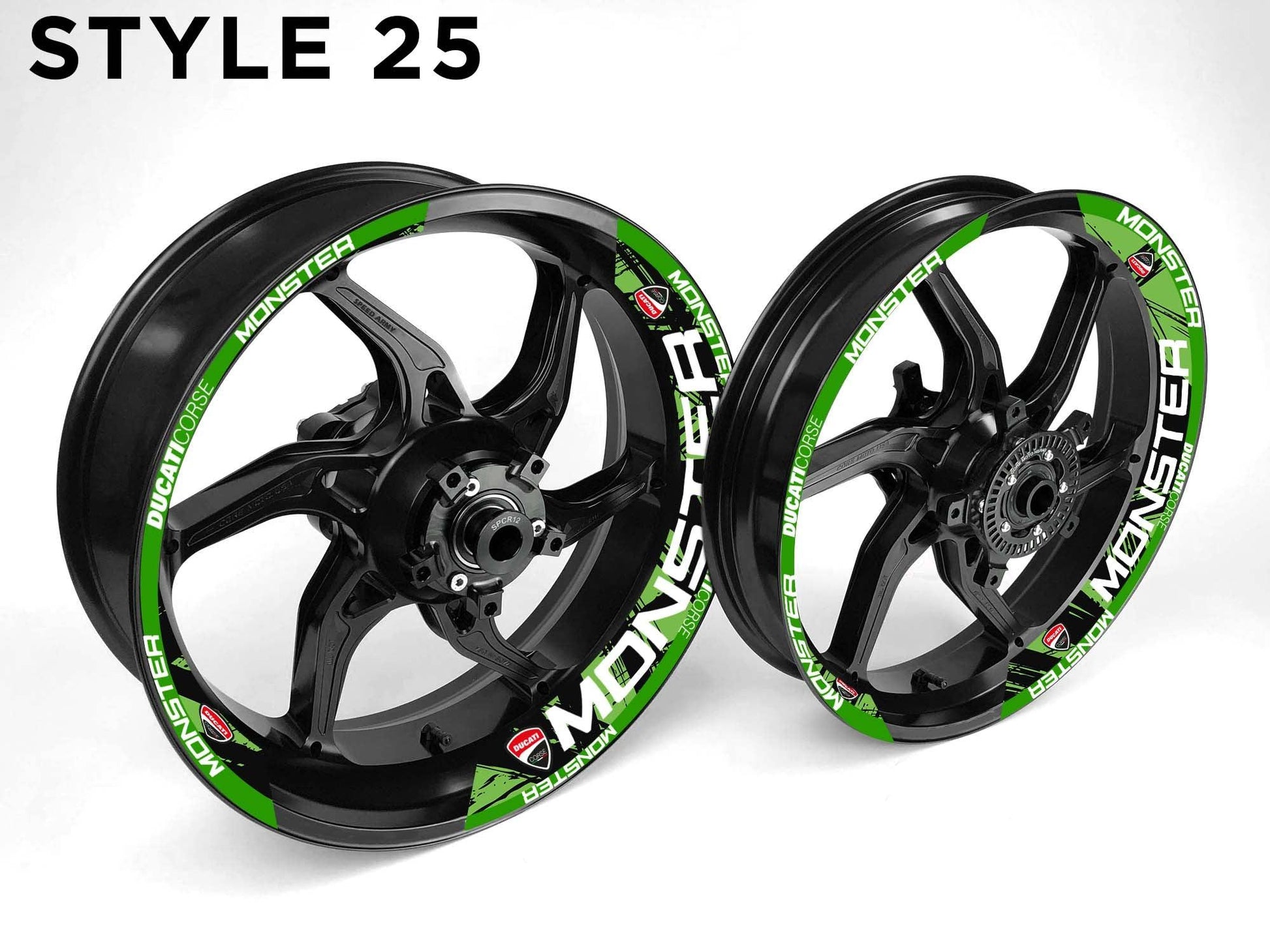 Ducati Monster Motorcycle Half Wheels Rim Wrap Decal Sticker Kit - Speed Army