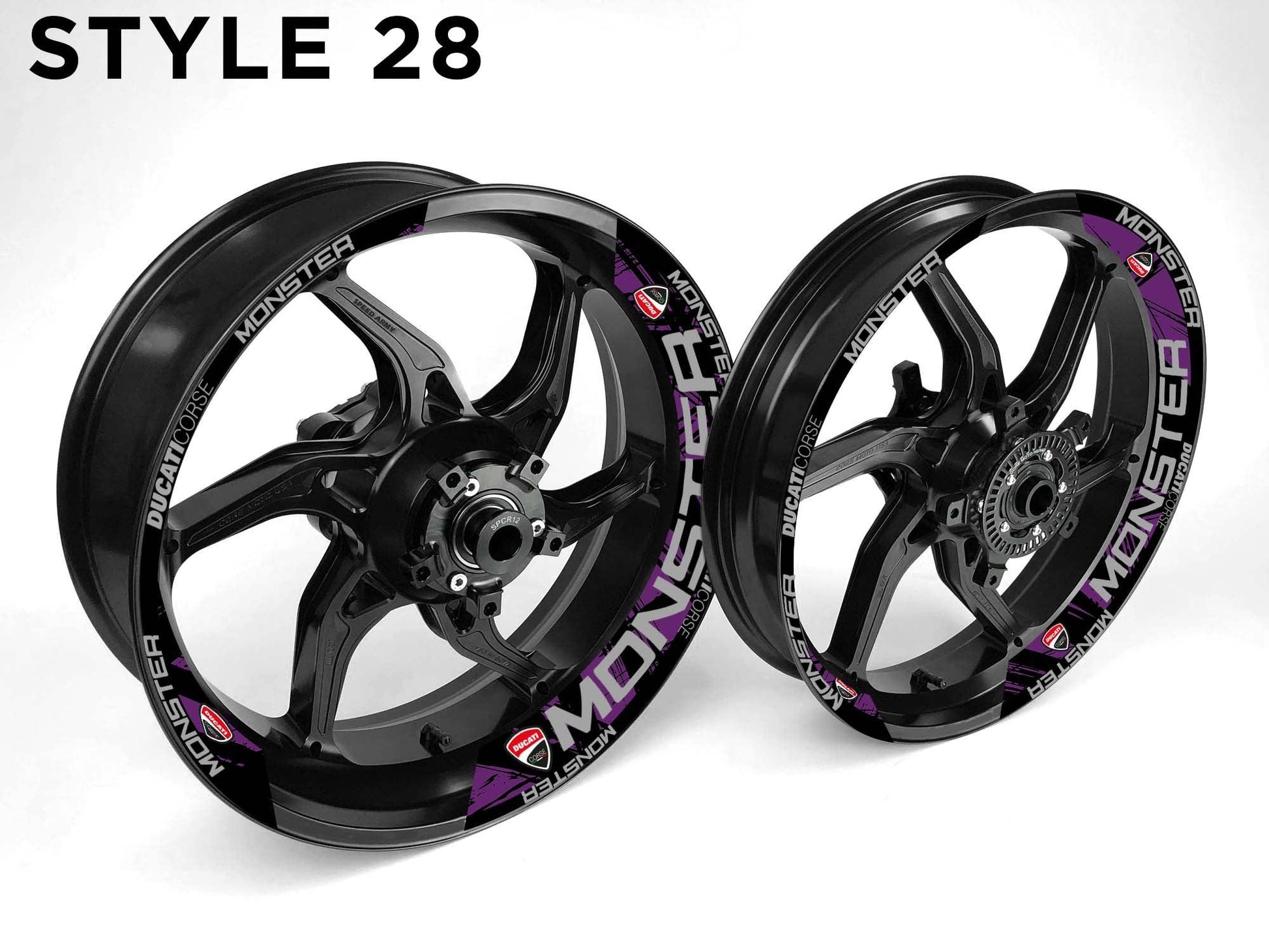 Ducati Monster Motorcycle Half Wheels Rim Wrap Decal Sticker Kit - Speed Army