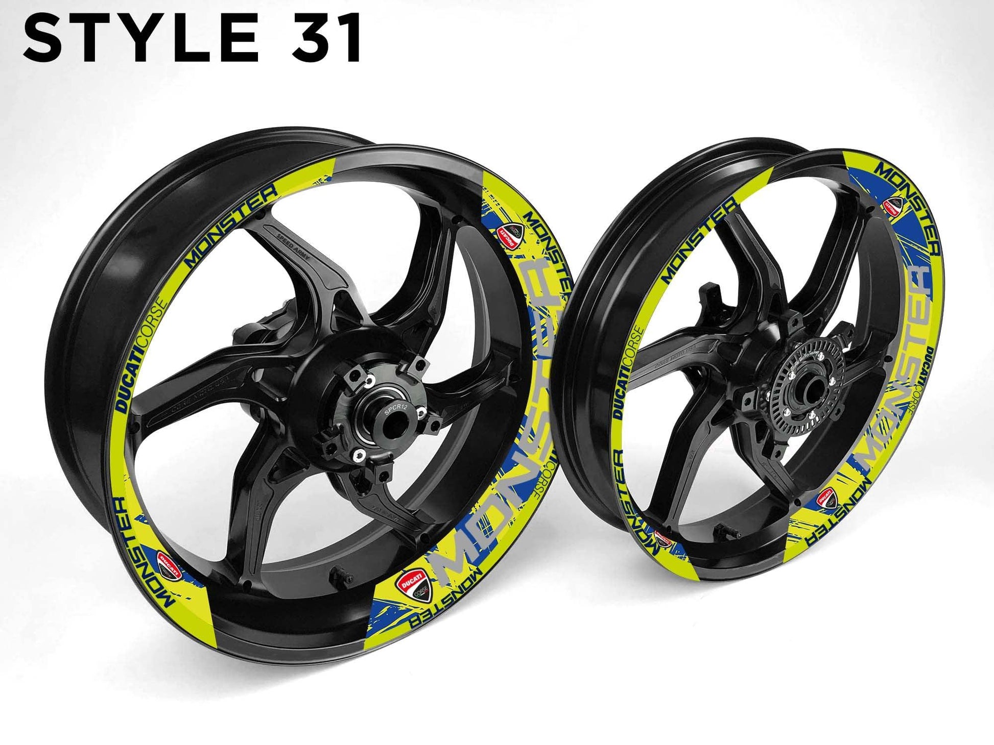 Ducati Monster Motorcycle Half Wheels Rim Wrap Decal Sticker Kit - Speed Army