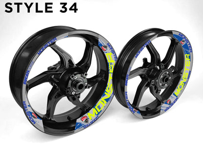 Ducati Monster Motorcycle Half Wheels Rim Wrap Decal Sticker Kit - Speed Army