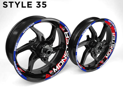 Ducati Monster Motorcycle Half Wheels Rim Wrap Decal Sticker Kit - Speed Army