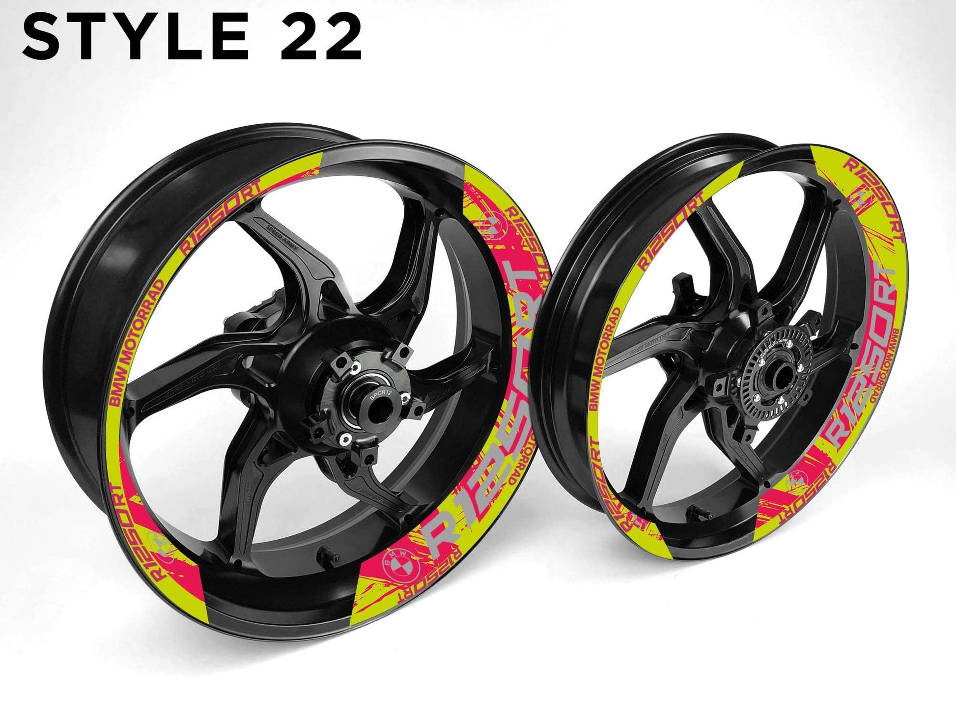 BMW R1250 RT Motorcycle Half Wheels Rim Wrap Decal Sticker Kit - Speed Army