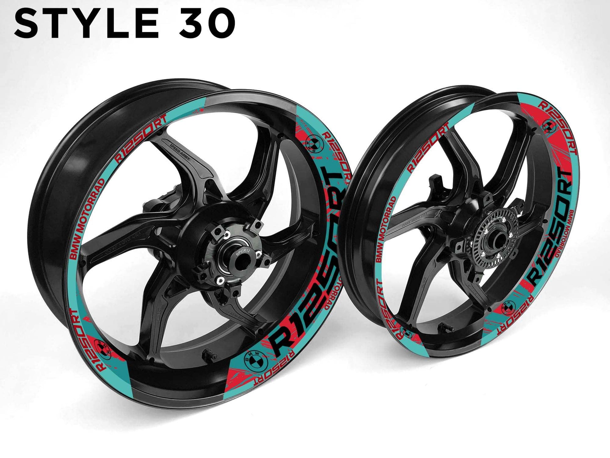 BMW R1250 RT Motorcycle Half Wheels Rim Wrap Decal Sticker Kit - Speed Army
